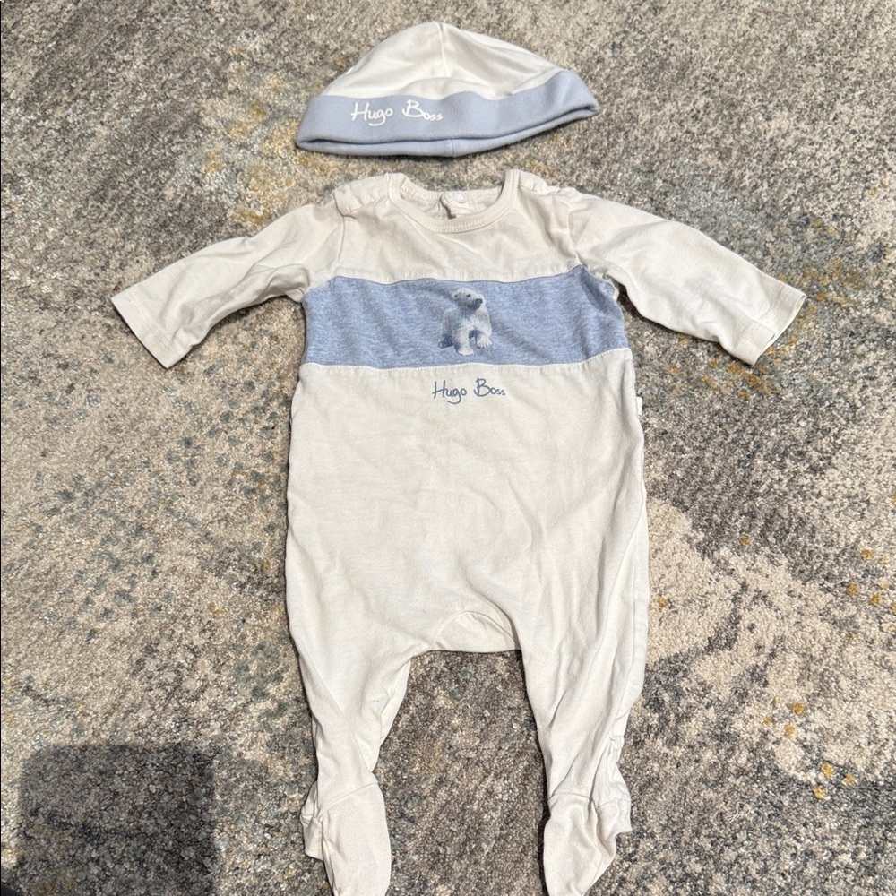 Hugo Boss Kids One Piece in Cream and Blue